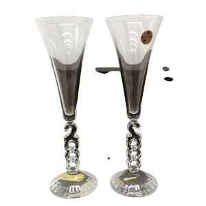 NIB Cristal D Arques Collectible Y2K Millennium Champagne flute glasses